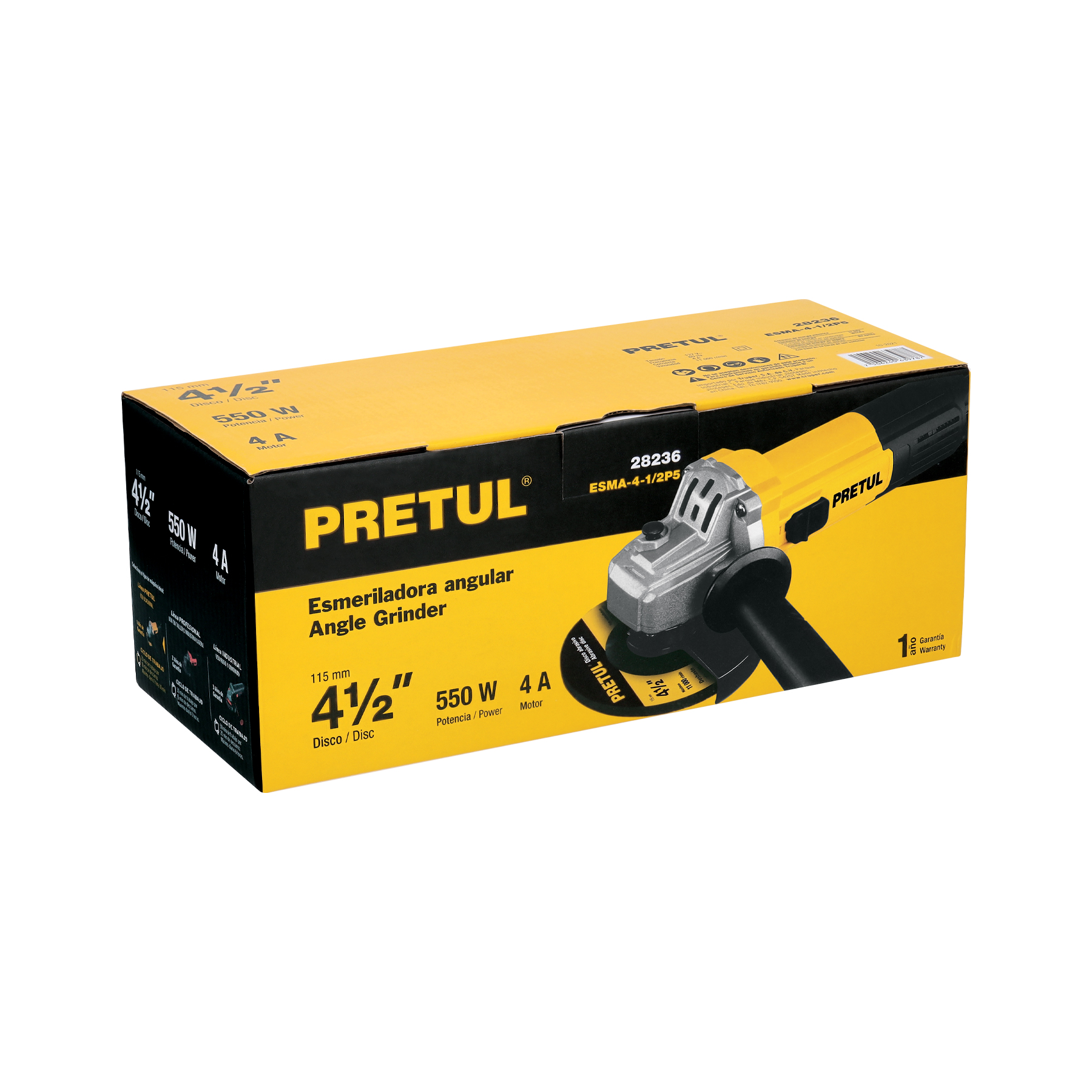 PRETUL ESMERILADORA ANGULAR 4 1/2 550W ESMA-4-1/2P5 28236 - Image 3