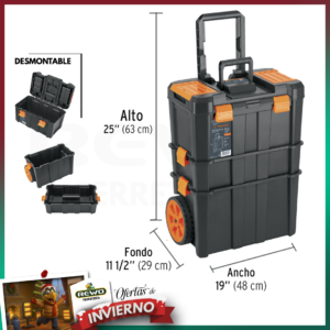TRU CAJA HERRAMIENTAS 19X25 3 EN 1 DESMONTABLE RUEDA CHP-1925R 102644