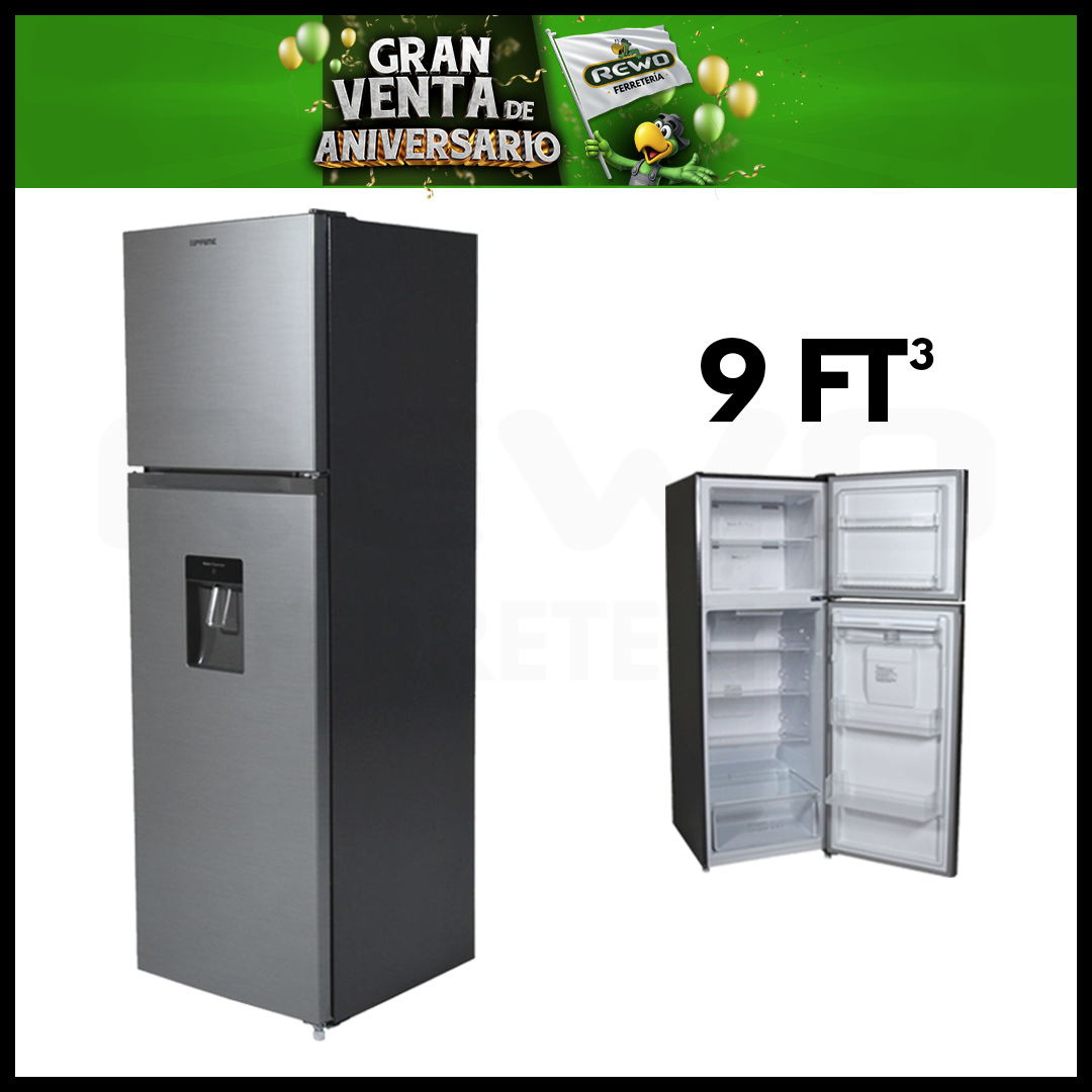 REFRIGERADOR PRIME 9 FT³ RPR90-S SILVER CON DISPENSADOR DE AGUA