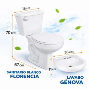 SANITARIO  BLANCO FLORENCIA  Y LAVABO  GENOVA