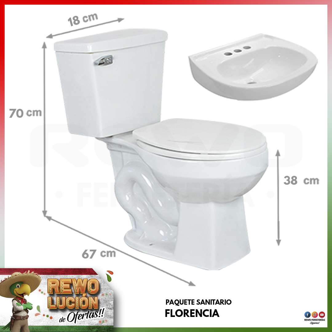 SANITARIO BLANCO FLORENCIA Y LAVABO GENOVA
