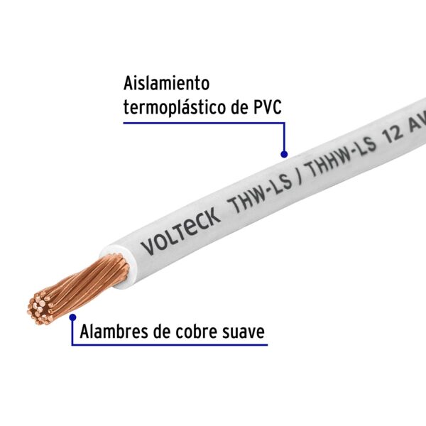 ROLLO DE 100 M DE CABLE THHW-LS 12 AWG BLANCO VOLTECK - Image 2