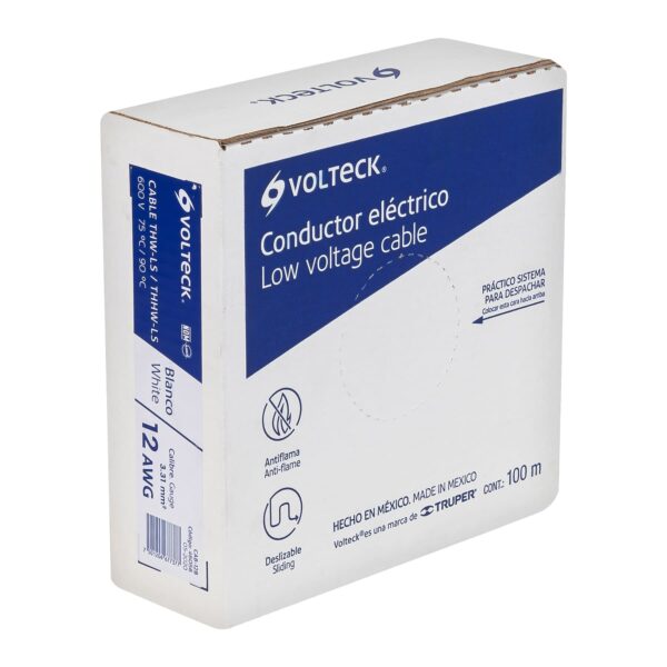 ROLLO DE 100 M DE CABLE THHW-LS 12 AWG BLANCO VOLTECK