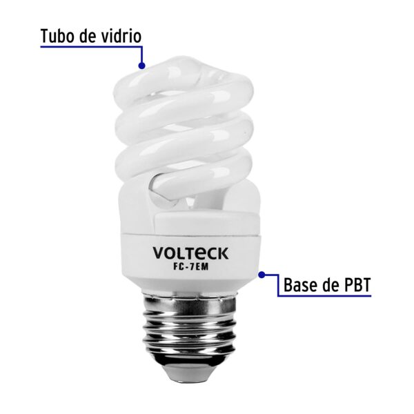 LÁMPARA ESPIRAL MINI T2 VOLTECK 7W LUZ CÁLIDA EN BLÍSTER - Image 3