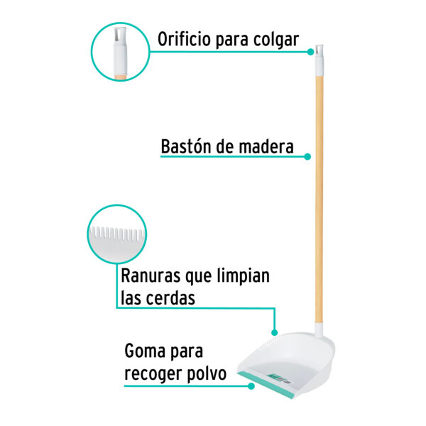 RECOGEDOR PLASTICO CON BASTON DE MADERA-KLINTEK - Image 2