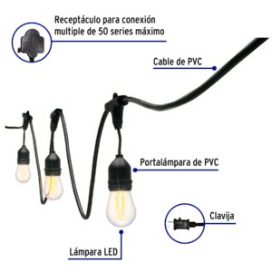 SERIE DE 7.3 M CON 12 LUCES LED PARA EXTERIOR VOLTECK