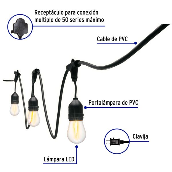 SERIE DE 7.3 M CON 12 LUCES LED PARA EXTERIOR VOLTECK