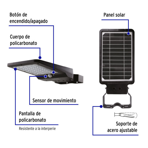 LUMINARIO SUBURBANO SOLAR LED 8W 6500K CON SENSOR DE LUZ - Image 3