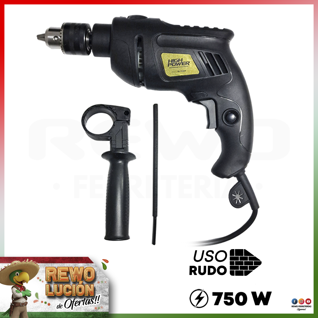 HIGH POWER TALADRO ROTOMARTILLO 1/2” REVERSIBLE HIGTR-7513HP