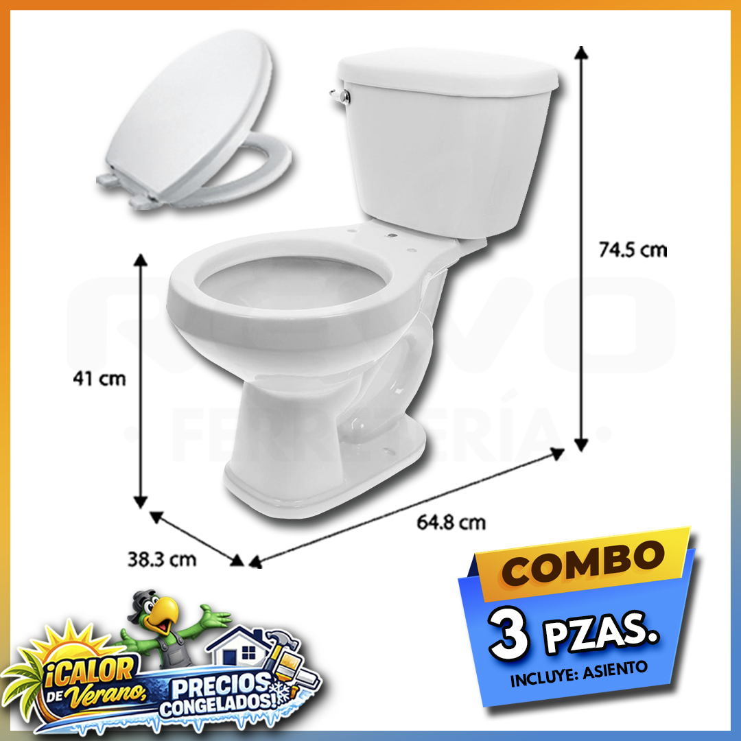 CATO SANITARIO AGUAZUL BLANCO TAZA-TANQUE-ASIENTO CLICK 90 RD/CR