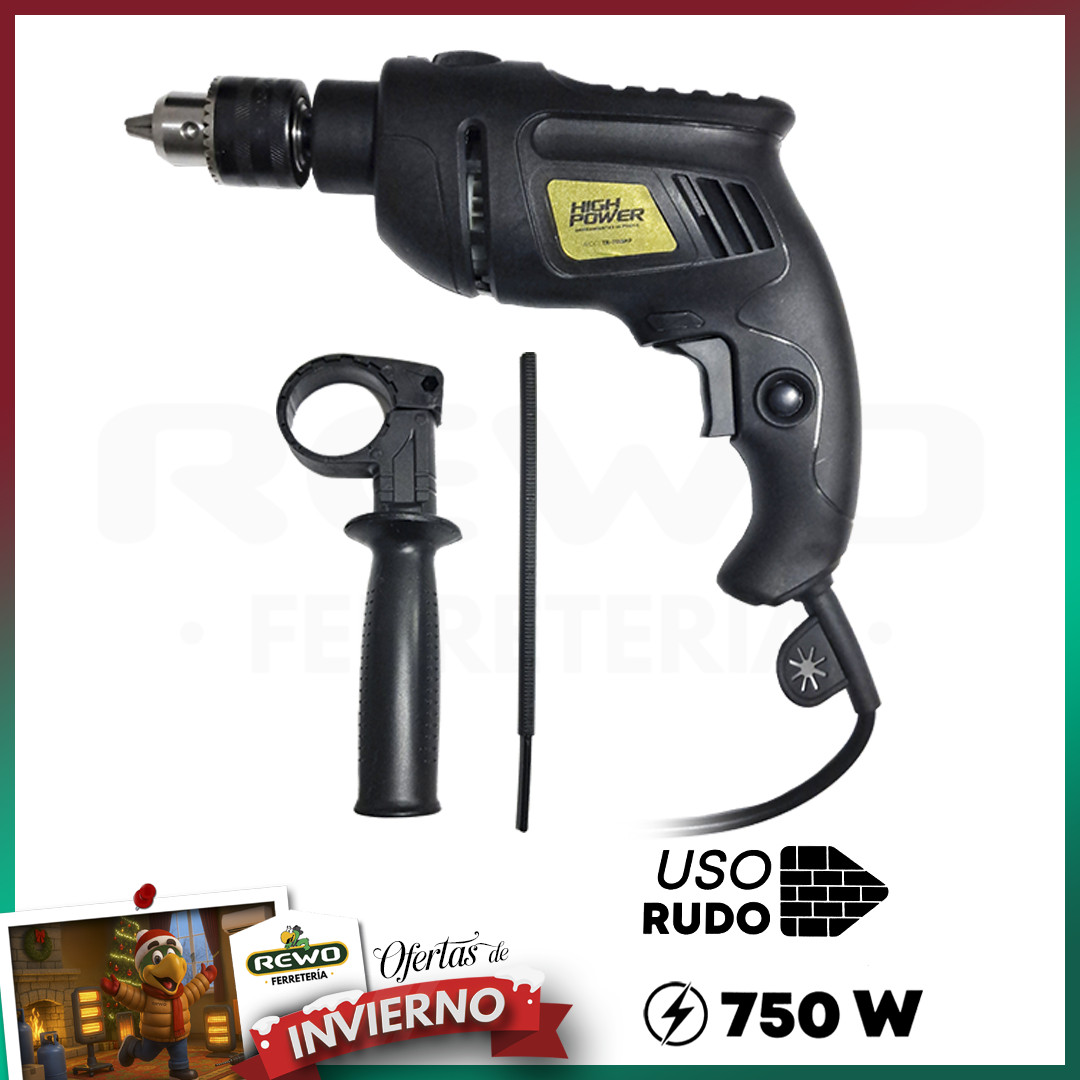 HIGH POWER TALADRO ROTOMARTILLO 1/2” REVERSIBLE HIGTR-7513HP