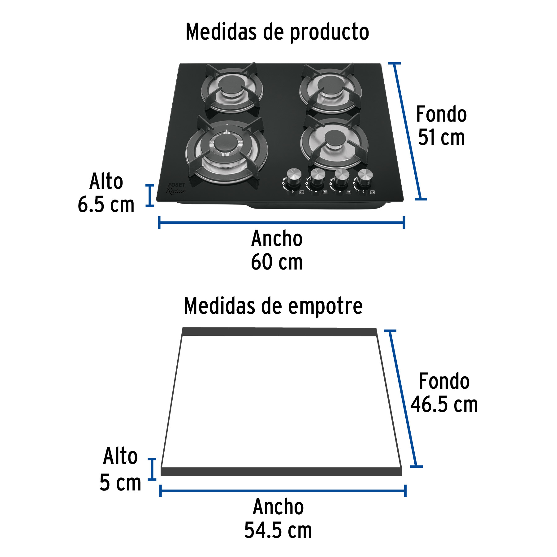 FOSET PARRILLA DE GAS EMPOTRABLE 4 QUEMADORES PAGA-4EV 48408 - Image 2