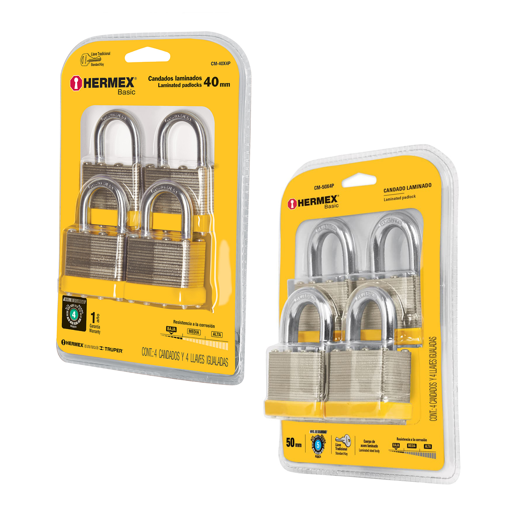 PRO CANDADO CUEPO LAM JGO C/4 CLAM-50X4P 20508