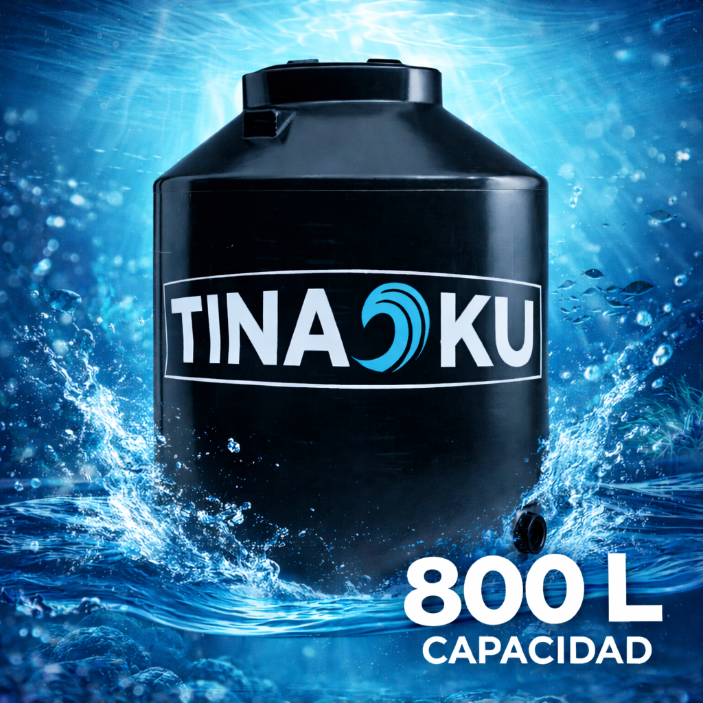 TINAKU TINACO BICAPA NEGRO 800 LITROS ACCESORIOS