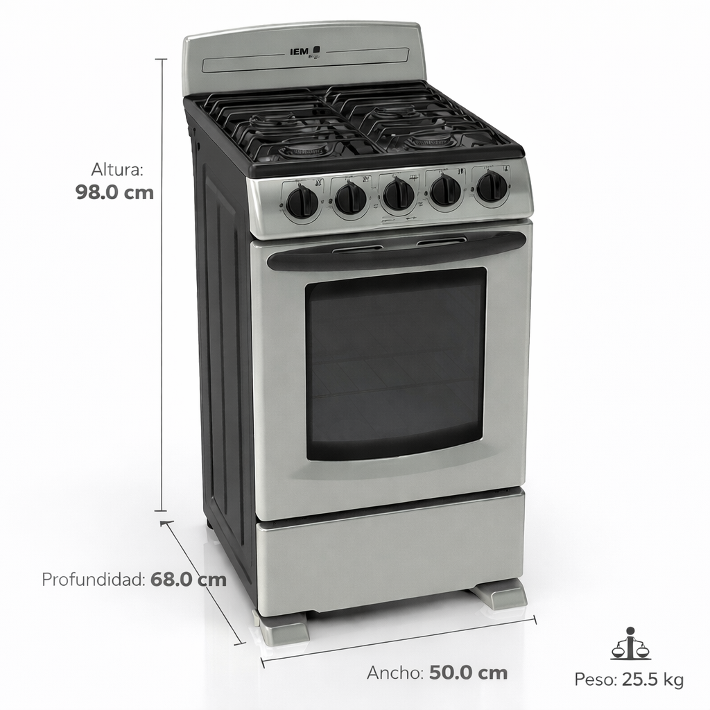 ESTUFA IEM 20¨PARRILLA ALAMBRON ENCENDIDO MANUAL EI5020BAPS0 PLATA - Image 4