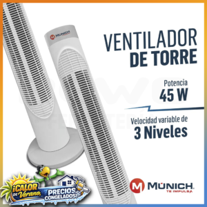 HIGH POWER VENTILADOR DE TORRE 32" 45W CON CONTROL REMOTO MUNVTC-3255