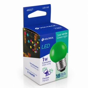 VOLTECH FOCO LED T/G45 VERDE LED-1VE 46027