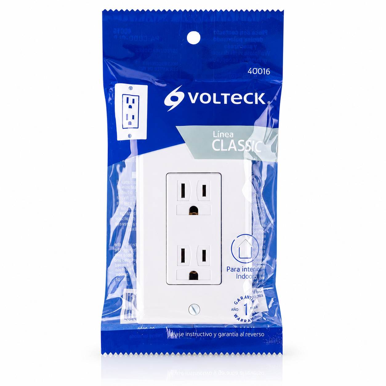 VOLTECK PLACA CONTACTO DUPLEX 2 POLOS + TIERRA PA-CODO-CLP 40016