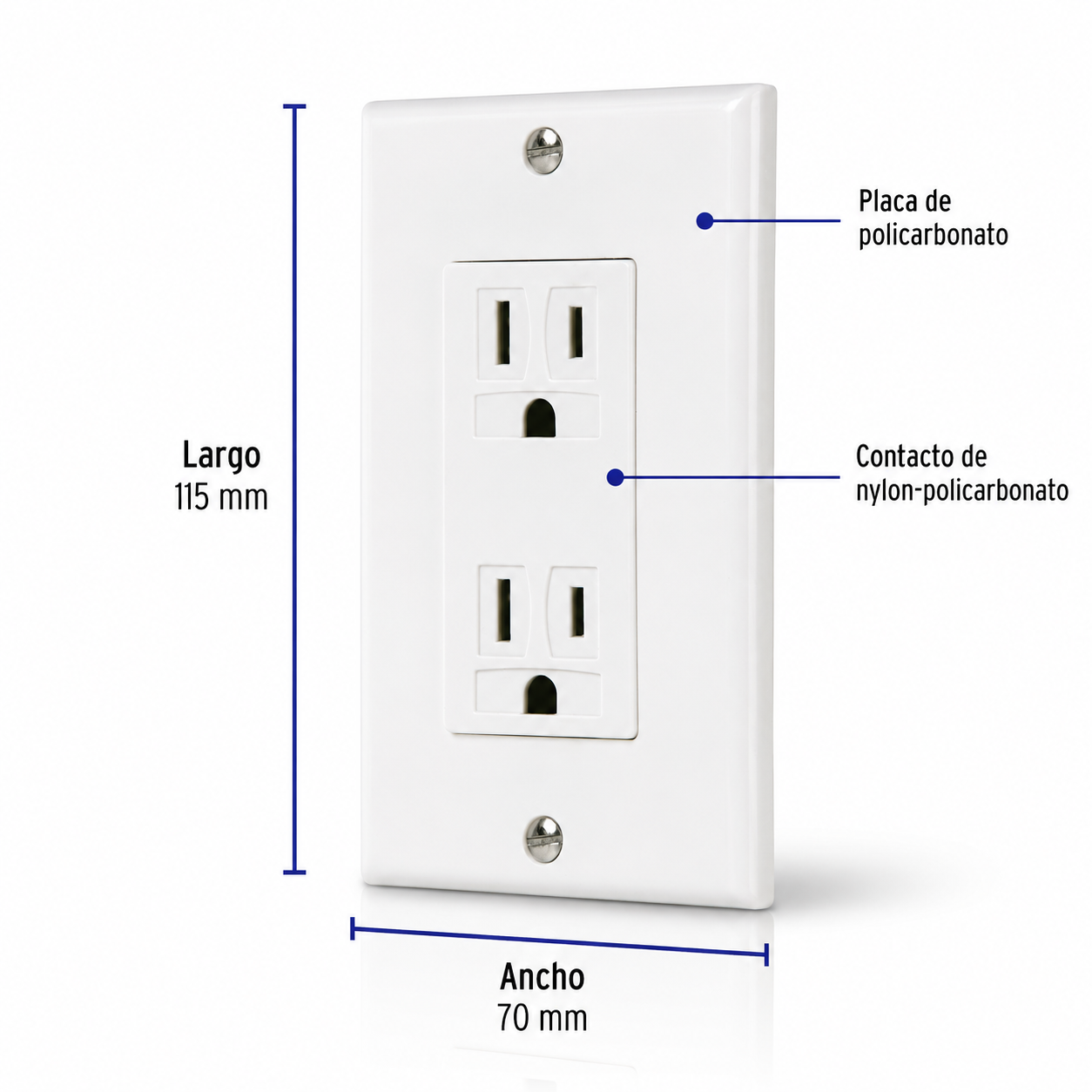 VOLTECK PLACA CONTACTO DUPLEX 2 POLOS + TIERRA PA-CODO-CLP 40016 - Image 2