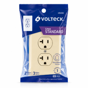VOLTECK PLACA ABS C/CONTACTO DUPLEX 20 A PA-CODO-MS 48490