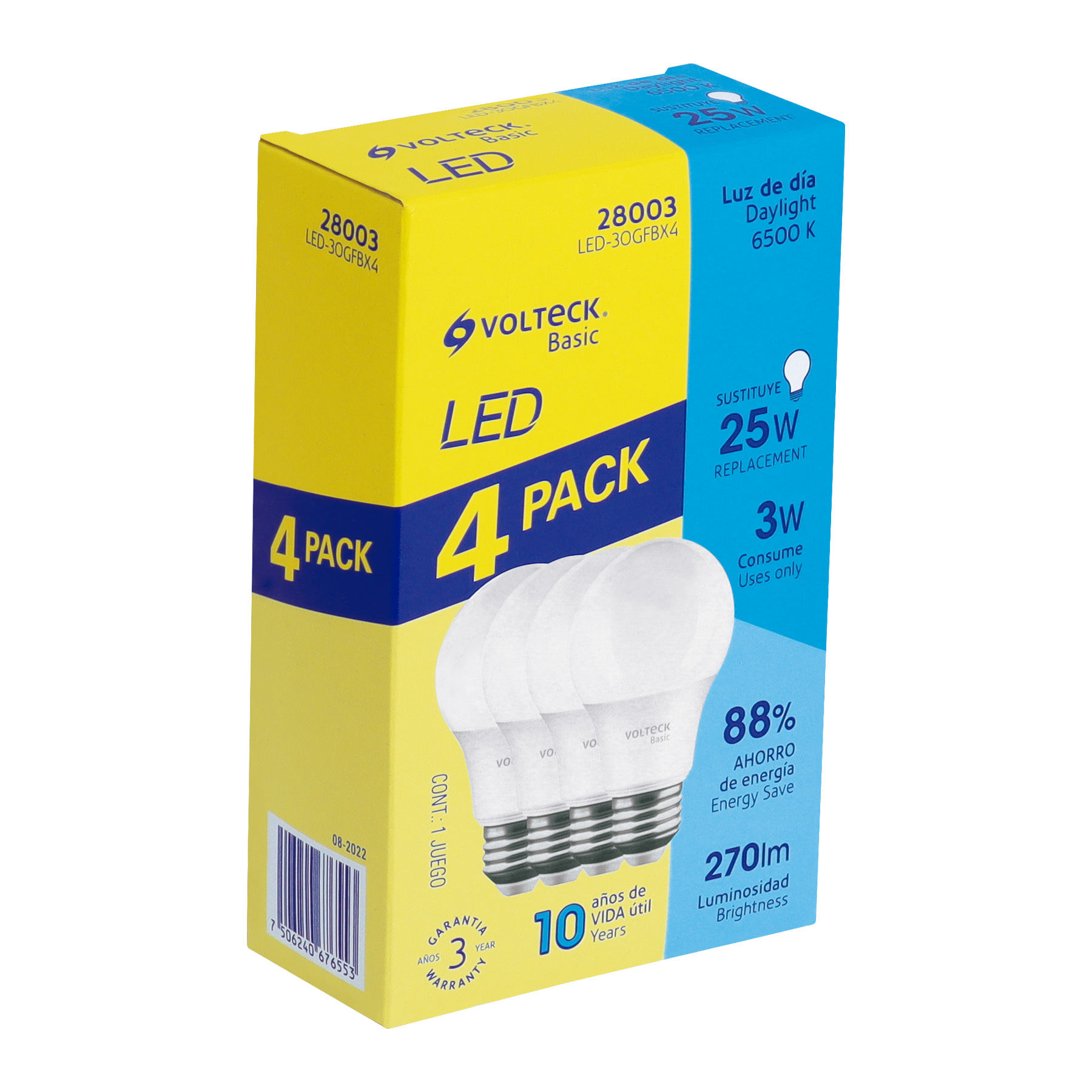 VOLTECK MULTIPACK 4 LAMPARAS 3W 250LM LED-30FBX4 28003