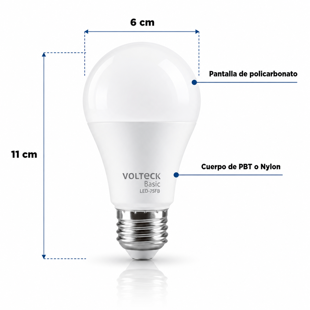 VOLTECK LAMPARA LED A19 10W (EQUIS.75W) LUZ DE DIA BASIC LED-75FB 28063 - Image 2