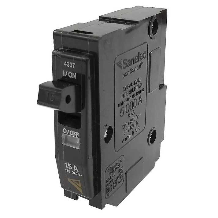 SANELEC INTERRUPTOR TERMOMAGNETICO 1 POLO 15 A 4337