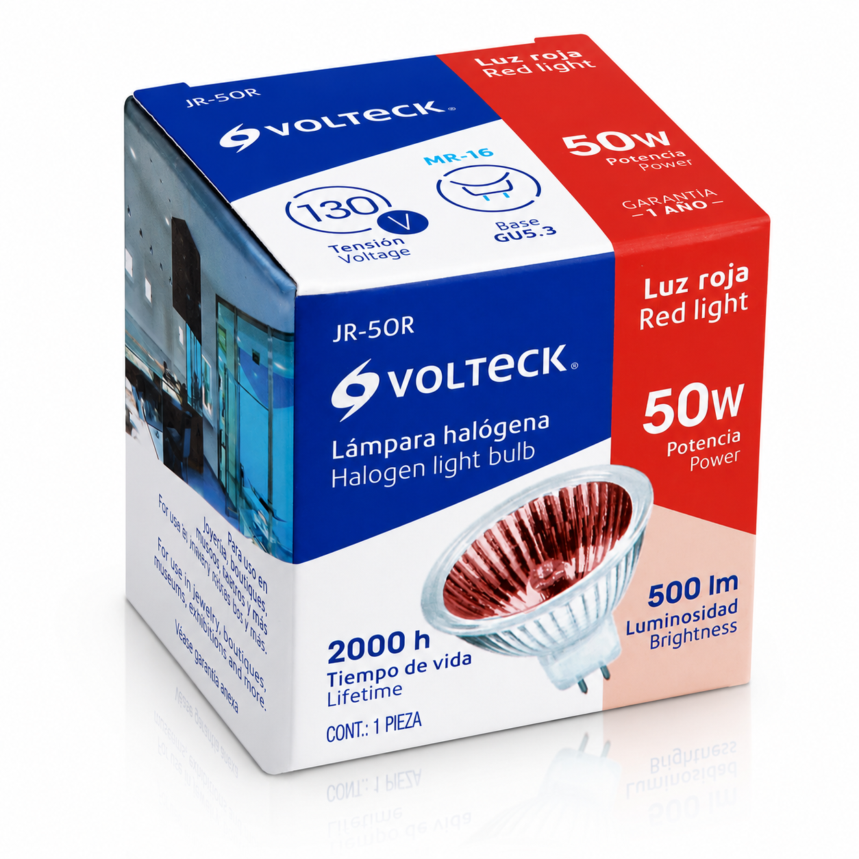 VOLTECH FOCO HALOG 130V ROJO JR-50R 47255
