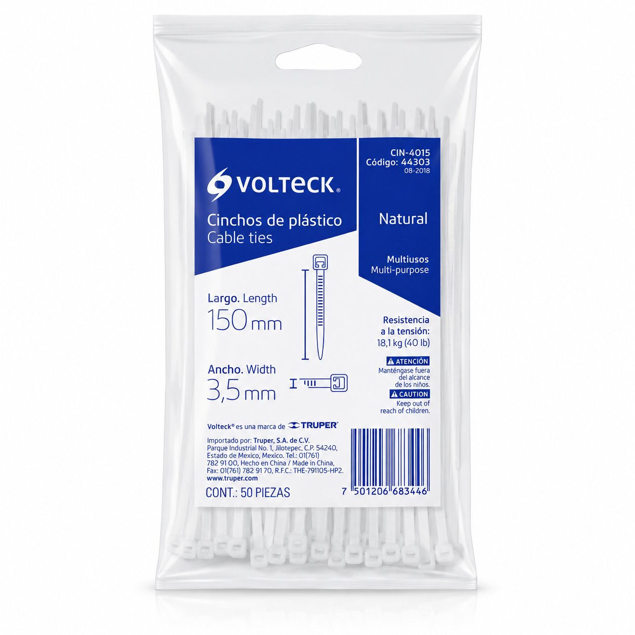VOLTECK CINCHO PLASTICO 15CM C/50 CIN-4015 12308 / 44303