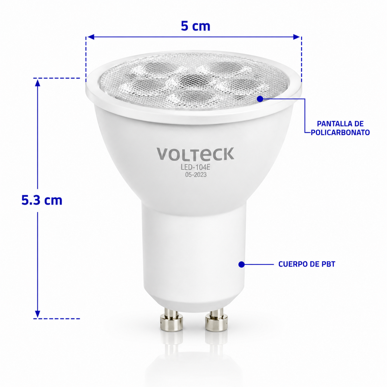VOLTECH LED MR16 B/CU10 4W AZUL LED-104E 46215 - Image 2
