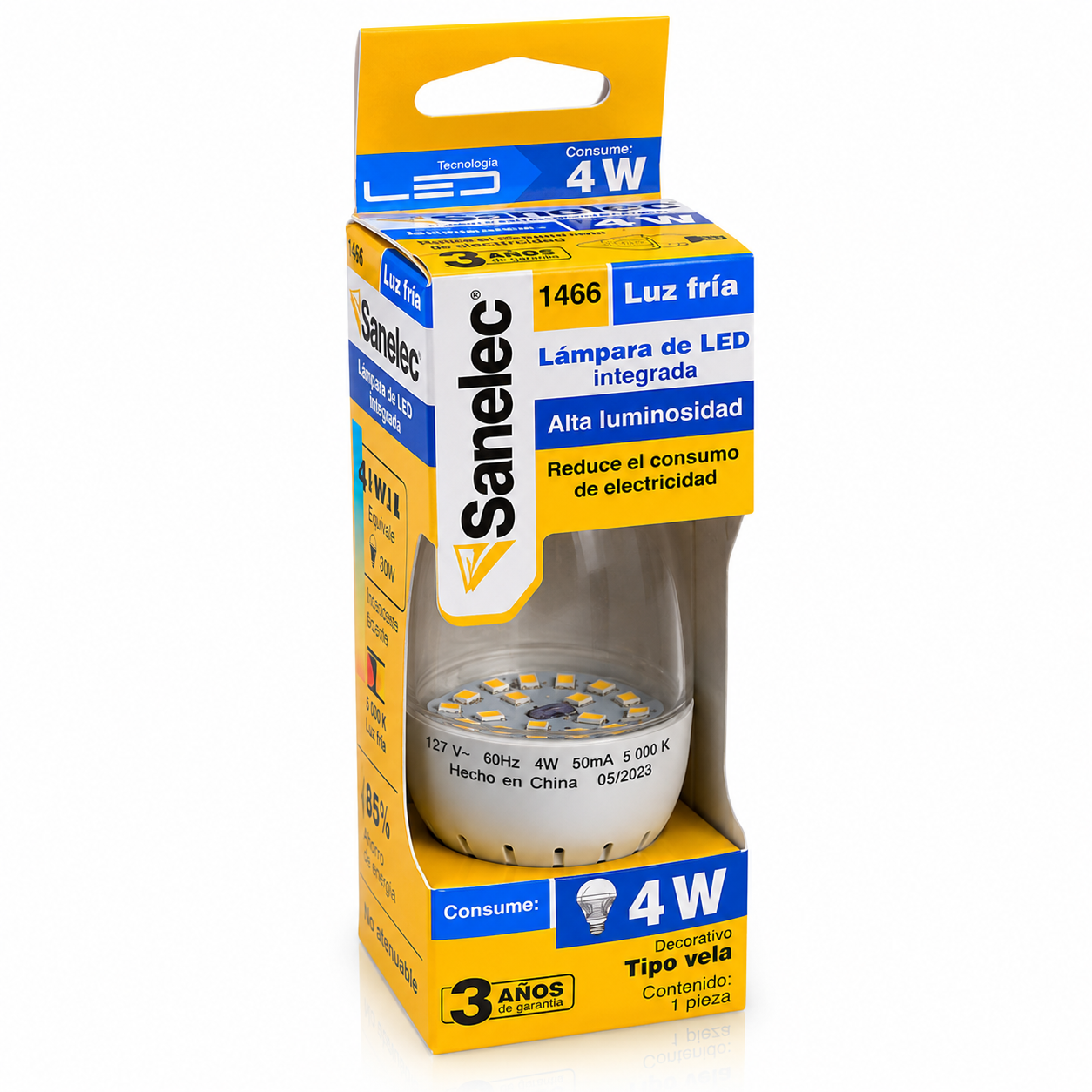SANELEC FOCO LED TIPO VELA 4 W 6500 K E27 1466