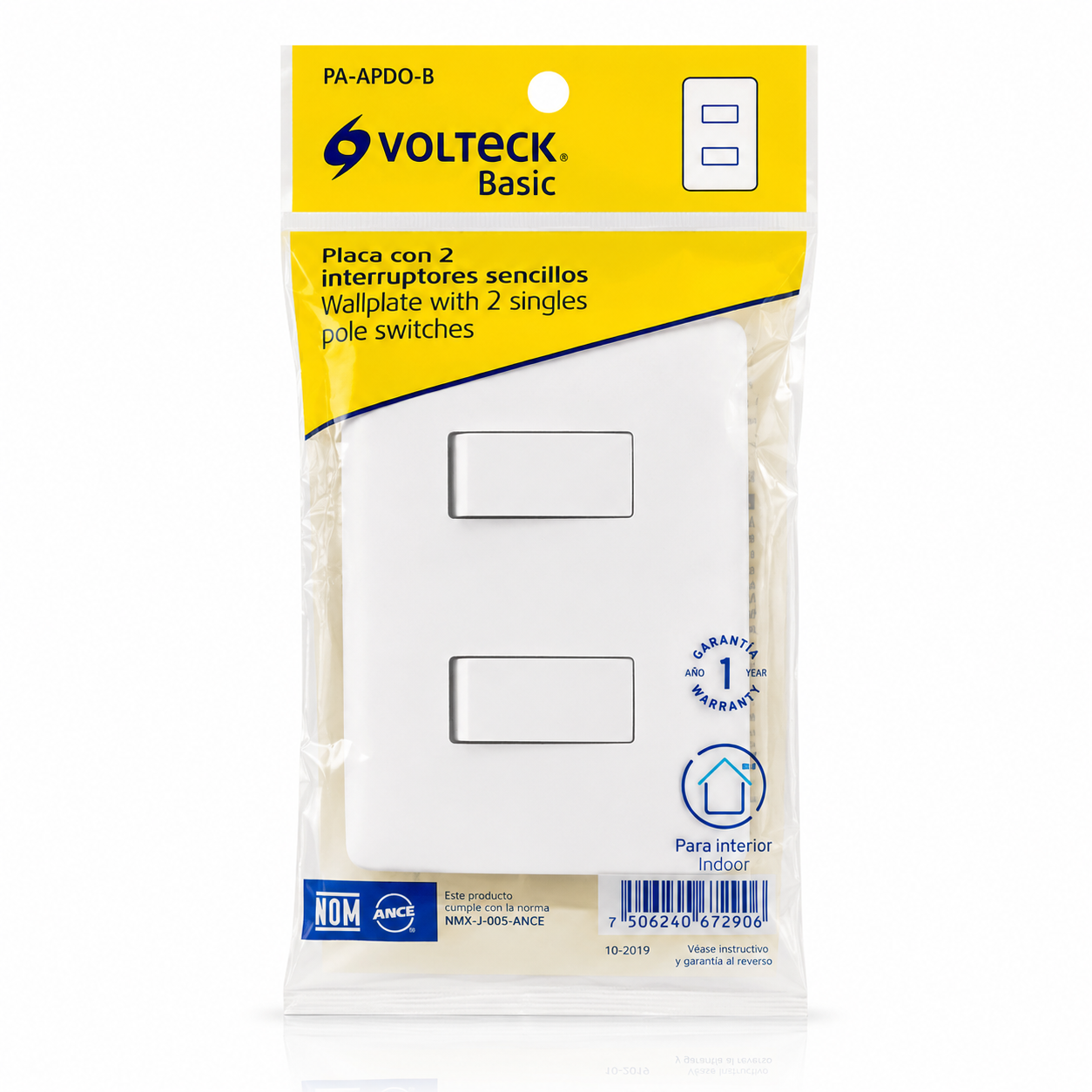 VOLTECK PLACA C/2 INTERRUPTORES SENC PA-APDO-B 25080