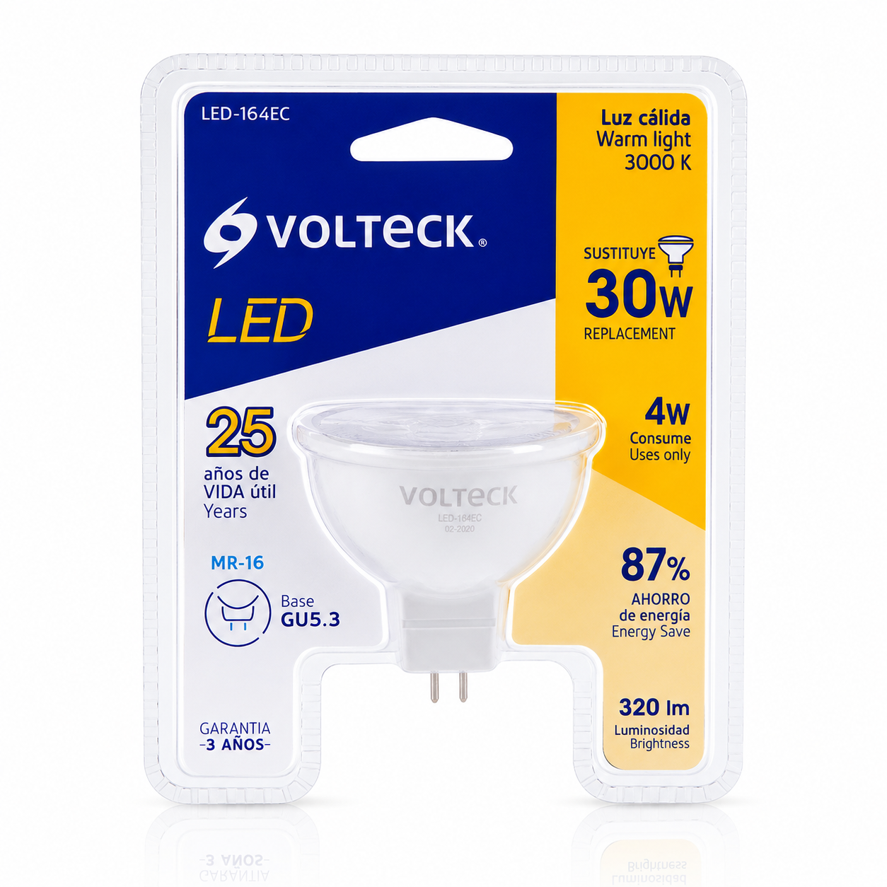 VOLTECK LAMPARA DE LED TIPO MR 16, BASE GX5.3 LED-164EC 46177