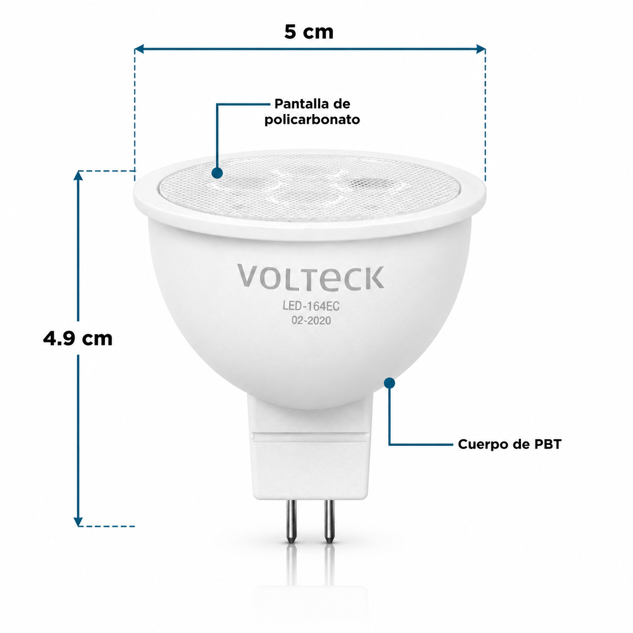VOLTECK LAMPARA DE LED TIPO MR 16, BASE GX5.3 LED-164EC 46177 - Image 2